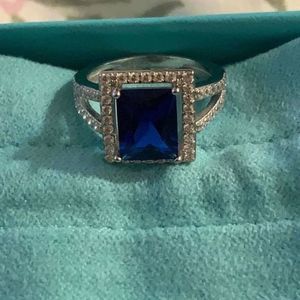 925 cushion cut topaz ring